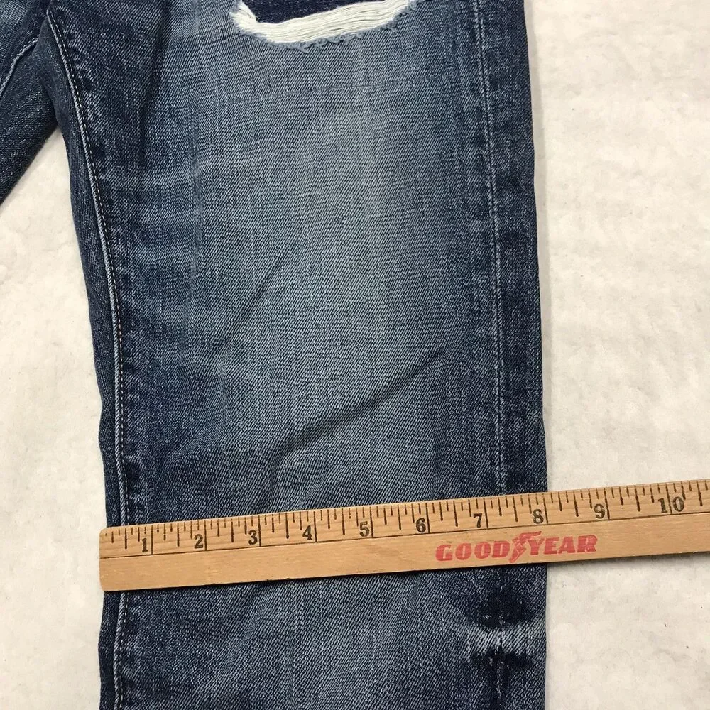 ABERCROMBIE & FITCH Jean Men 30x32 Button Fly Slim Straight Whisker Dark Wash